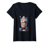 Mujer Chill Vibes Graphic For Hot Cocoa Lovers Winter Coffee Latte Camiseta Cuello V
