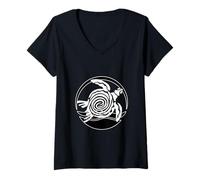 Mujer Chill Vibes Turtle Retro Nature Graphic para amantes del océano Camiseta Cuello V