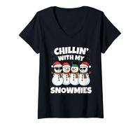 Mujer Chillin with My Snowmies Funny Snowman Christmas Men Women Camiseta Cuello V