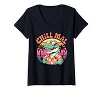 Mujer Chillmal Dinosaurs Wild Animal Tyrannosaurus T Rex Dinosaur Camiseta Cuello V