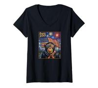Mujer Chimpanzee Ape Art on America 250 4 de Julio Bandera de Estados Unidos Chimpancé Camiseta Cuello V
