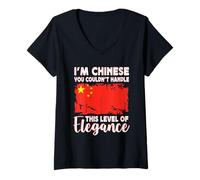 Mujer China Flag Proud Elegant Chinese Boyfriend Girlfriend Camiseta Cuello V