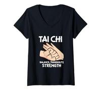 Mujer China Tai Chi Artes Marciales Amante Tai Chi Lucha de combate Camiseta Cuello V