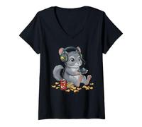 Mujer Chinchilla - Controlador de Videojuegos, Consola de PC, Nerd Camiseta Cuello V