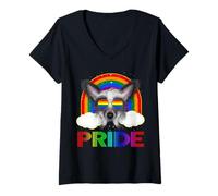 Mujer Chinese Crested Dog LGBT Rainbow Gay Lesbian LGBT Pride Camiseta Cuello V
