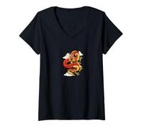 Mujer Chinese Lunar New Year Red Dragon Lover 2 Camiseta Cuello V