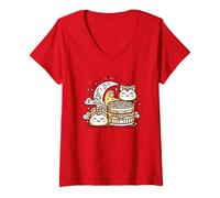 Mujer Chinese Mid Autumn Moon Rabbit MoonCake Festival Zhongqiu Camiseta Cuello V