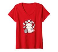 Mujer Chinese Mid Autumn Moon Rabbit MoonCake Festival Zhongqiu Camiseta Cuello V