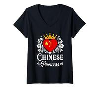 Mujer Chinese Princess China Flag Proud Chinese Girl Camiseta Cuello V