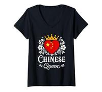 Mujer Chinese Queen China Flag Proud Chinese Woman Camiseta Cuello V