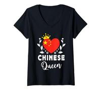 Mujer Chinese Queen China Flag Proud Chinese Woman Camiseta Cuello V