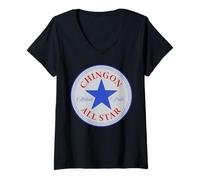 Mujer Chingon All Star Mexican Latin Pride Chicano Spanish Sayings Camiseta Cuello V