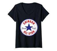 Mujer Chingon All Star Mexican Pride Brown Pride Chicano Latino Camiseta Cuello V