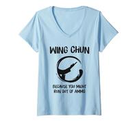 Mujer Chino Wing Chun Artes Marciales Kung Fu Fighter Camiseta Cuello V