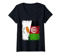 Mujer Chipre Afganistán Media Bandera chipriota afgana Camiseta Cuello V