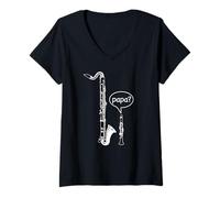 Mujer Chiste Clarinete Bajo y Piccolo Un Meme Clarinete Divertido Camiseta Cuello V