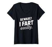 Mujer Chiste divertido Me tiro un pedo fácilmente sarcástico Camiseta Cuello V