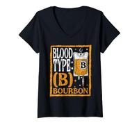 Mujer Chiste Divertido sobre el Bourbon, los Grupos sanguíneos Camiseta Cuello V