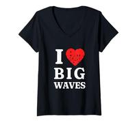 Mujer Chiste Divertido Surfista Que Amo (Am Scared of) Big Waves Surf Humor Camiseta Cuello V