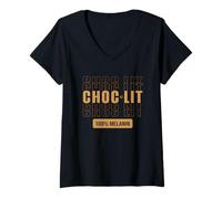 Mujer Choc-Lit 100% Melanina Negro Niña Mujer Hombre Choco Recubierto Regalo Camiseta Cuello V