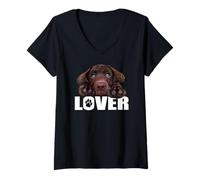 Mujer Chocolate Lab Dog Brown Lab Labrador Retriever Cachorro Camiseta Cuello V