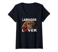 Mujer Chocolate Lab Lover Brown Lab Dog Love Mamá Papá Madre Padre Camiseta Cuello V