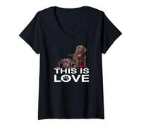 Mujer Chocolate Lab This Is Love Dog Puppy Camiseta Cuello V