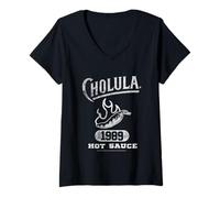 Mujer Cholula Vintage Varsity Pepper Since 1989 Hot Sauce Camiseta Cuello V
