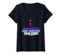 Mujer Choose to Keep Writing Your Story Camiseta Cuello V