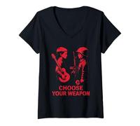 Mujer Choose Your Weapon contra Guerra Paz Protesta Mensaje Fuerte Camiseta Cuello V