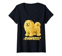 Mujer Chow Chow Spaghetti Fideos Comida Italiana Cachorro Am Camiseta Cuello V