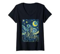 Mujer Christ Church Catedral Dublín Noche Estrellada Arte Presente Camiseta Cuello V