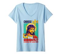 Mujer Christian Anime Lindo Kawaii Jesús Elige Líder de Vida del Amor Camiseta Cuello V