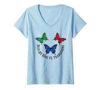 Mujer Christian Butterfly Faith Deja Que Dios se transforme Camiseta Cuello V