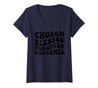 Mujer Christian Chosen para Hombres, Mujeres y niños Que aman a Dios Camiseta Cuello V