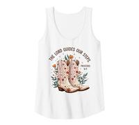 Mujer Christian Cowgirl Boots Proverbios 16:9 Verso de la Biblia Western Camiseta sin Mangas