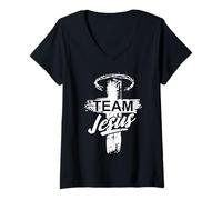 Mujer Christian Cross Religious Believe Team Jesus Christ Faith Camiseta Cuello V