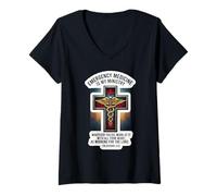 Mujer Christian EM Doctor Medicina de Emergencia es mi Biblia Ministerio Camiseta Cuello V