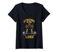 Mujer Christian Fitness Fuerte en el Señor Cool Mens Faith Camiseta Cuello V