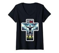 Mujer Christian Football Player Biblia Versículo Cita Filipenses 4:13 Camiseta Cuello V