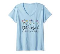 Mujer Christian Girls Nerd Bible Study Scripture Pastor God Jesus Camiseta Cuello V
