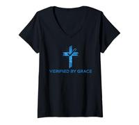 Mujer Christian Grace Cita Pascua Tecnología Inteligente Jesús Cruz Fe Camiseta Cuello V