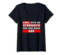 Mujer Christian Gym Lover Lord Dame Fuerza para Un Representante Más Camiseta Cuello V
