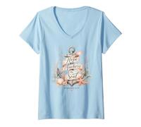 Mujer Christian Hope Anchors The Soul Hebreos 6 19 Versículo de la Biblia Camiseta Cuello V