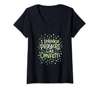 Mujer Christian I Sprinkle Oraciones como Confeti Camiseta Cuello V