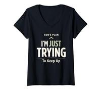 Mujer Christian Meme Humor Gen Z Jesús Salvado todavía en línea Camiseta Cuello V