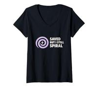 Mujer Christian Meme Humor Gen Z Jesús Salvado todavía en línea Camiseta Cuello V