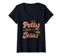 Mujer Christian Petty Oró Fe Humor Sass God Knows Me Camiseta Cuello V