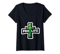 Mujer Christian Pro Life Cross Activista Creyente Jesucristo Dios Camiseta Cuello V
