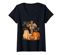 Mujer Christian Thanksgiving Me enamoro de Jesús Que Nunca se va Camiseta Cuello V